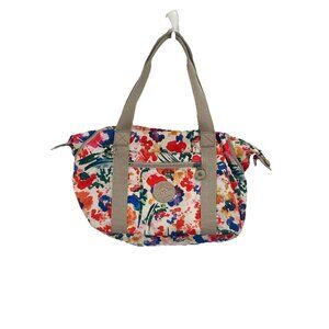 Kipling Floral Nylon Art Tote Bag Detachable Crossbody Strap